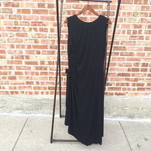 Neiman Marcus Sleeveless Ruched Side Bow Maxi Dress 14 Black